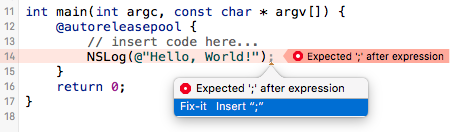 Fix-it warning in Xcode